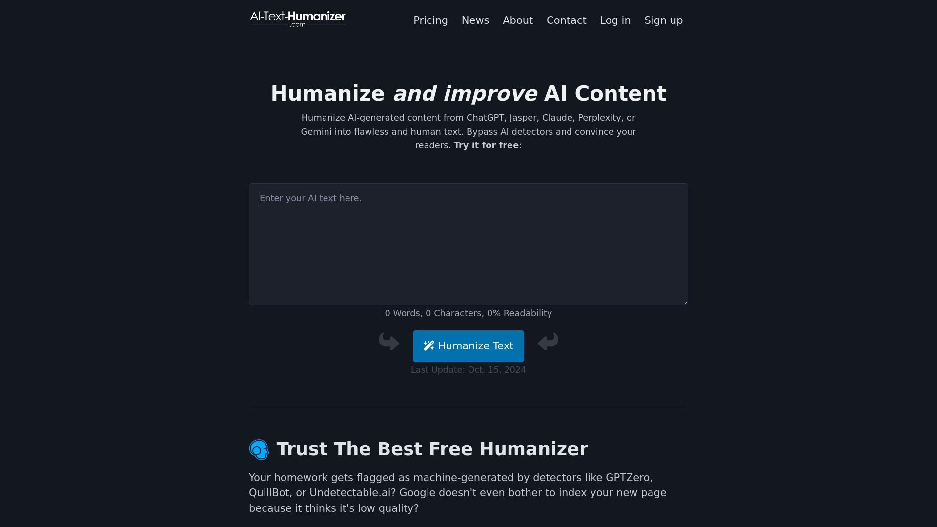 AI Text Humanizer Screenshot