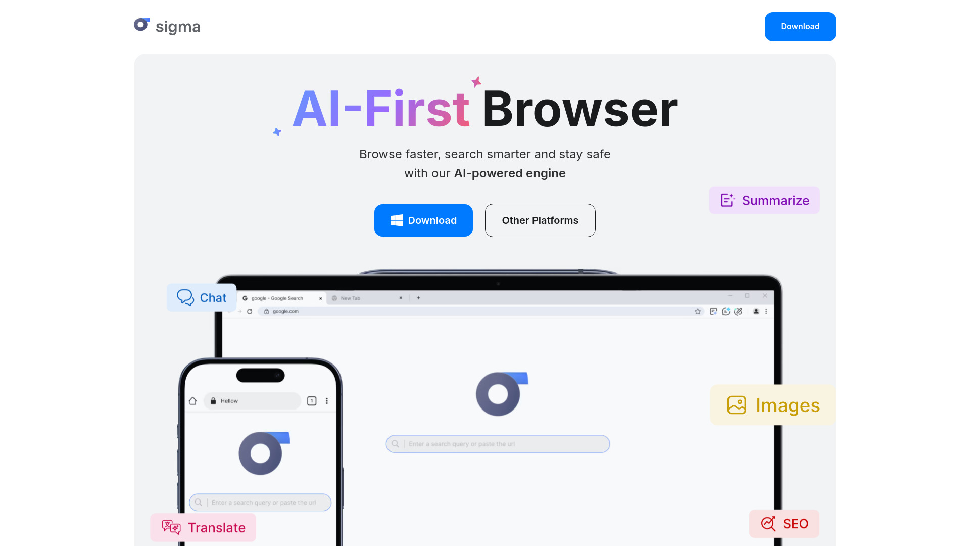 Sigma AI Browser Screenshot